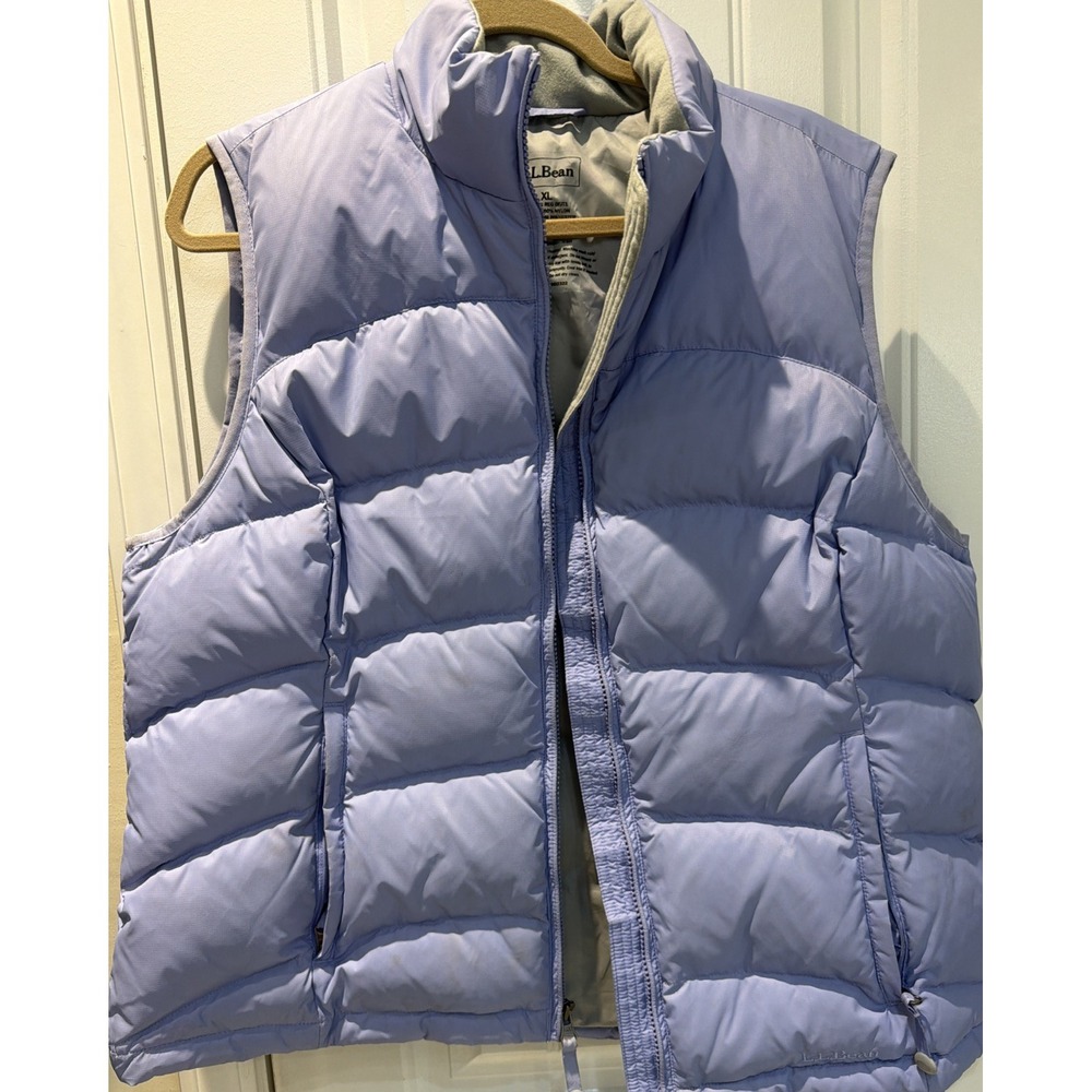 L.L. Bean Women's Periwinkle Blue Goose Down Puffer Vest Sz. XL Zip Pockets 5299